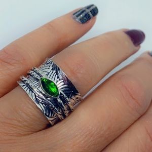 Peridot Spinner Mediation Ring Sterling Silver